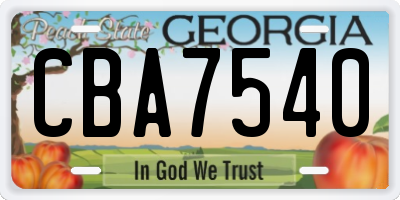 GA license plate CBA7540