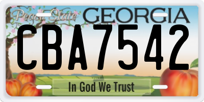 GA license plate CBA7542