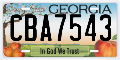 GA license plate CBA7543