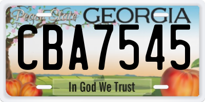 GA license plate CBA7545