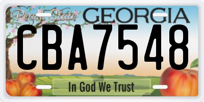 GA license plate CBA7548