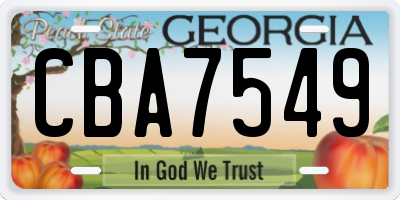 GA license plate CBA7549