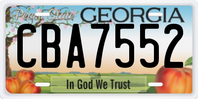 GA license plate CBA7552