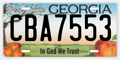 GA license plate CBA7553