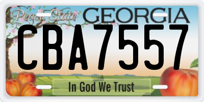 GA license plate CBA7557