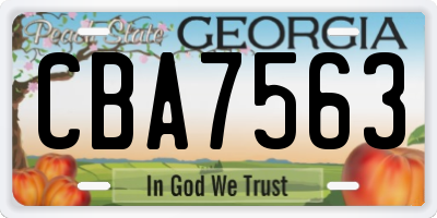 GA license plate CBA7563