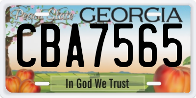 GA license plate CBA7565