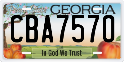 GA license plate CBA7570
