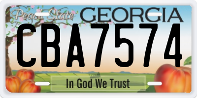 GA license plate CBA7574