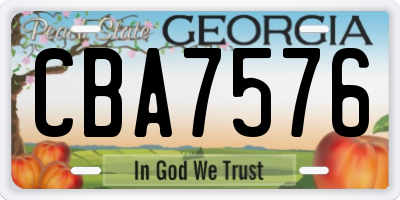 GA license plate CBA7576