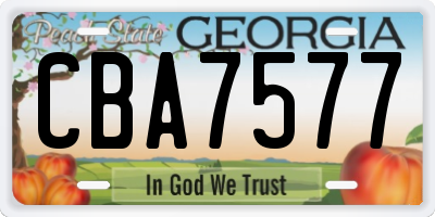 GA license plate CBA7577