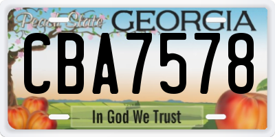 GA license plate CBA7578