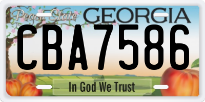 GA license plate CBA7586