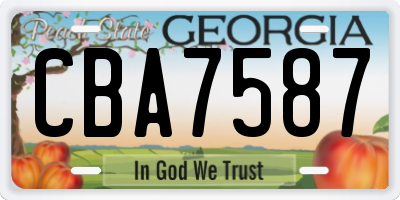 GA license plate CBA7587