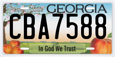 GA license plate CBA7588