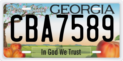 GA license plate CBA7589
