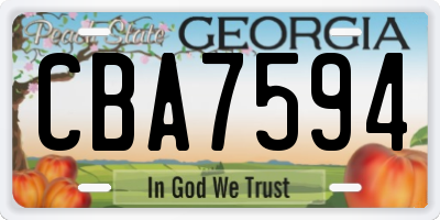 GA license plate CBA7594