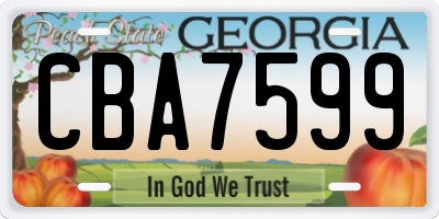 GA license plate CBA7599