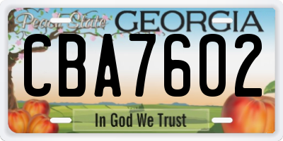 GA license plate CBA7602