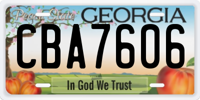GA license plate CBA7606