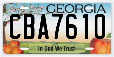 GA license plate CBA7610