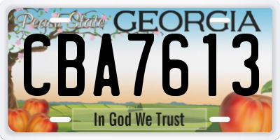 GA license plate CBA7613