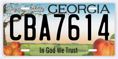 GA license plate CBA7614