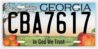 GA license plate CBA7617