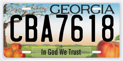 GA license plate CBA7618