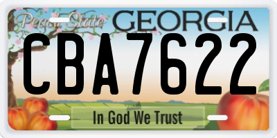GA license plate CBA7622