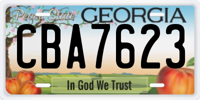 GA license plate CBA7623