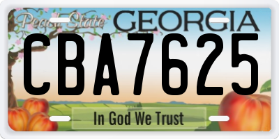 GA license plate CBA7625