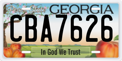 GA license plate CBA7626
