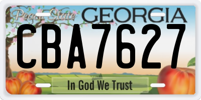 GA license plate CBA7627