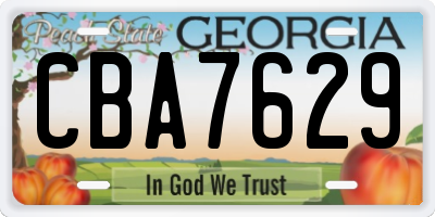 GA license plate CBA7629