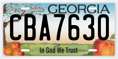 GA license plate CBA7630