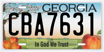 GA license plate CBA7631