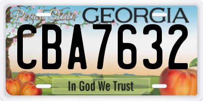 GA license plate CBA7632
