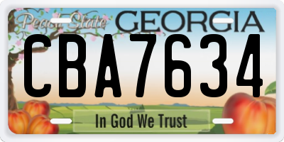 GA license plate CBA7634