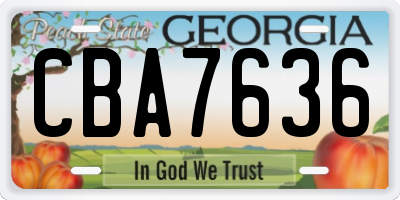 GA license plate CBA7636