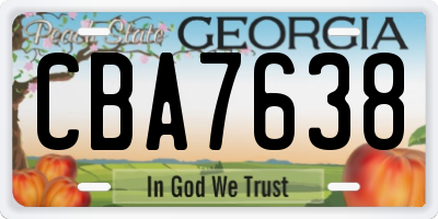 GA license plate CBA7638
