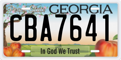 GA license plate CBA7641