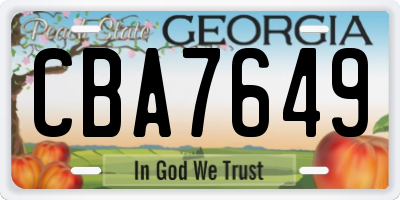 GA license plate CBA7649