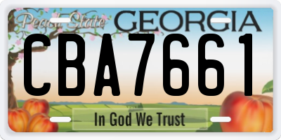 GA license plate CBA7661