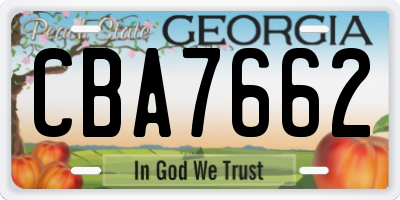 GA license plate CBA7662