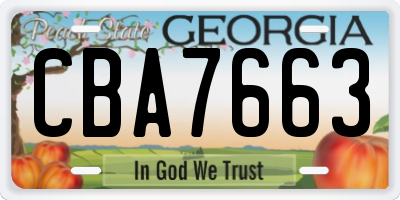 GA license plate CBA7663