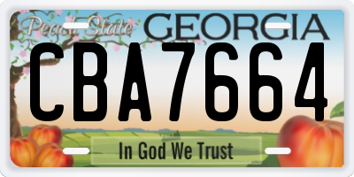 GA license plate CBA7664