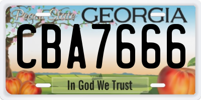 GA license plate CBA7666