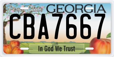 GA license plate CBA7667