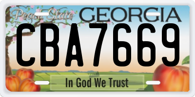 GA license plate CBA7669